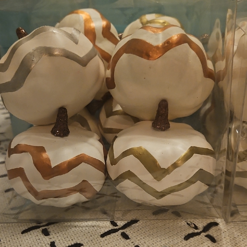 SHOP ENDS 12/30 Decorative Pumpkins with Gold, Silver and Copper Accents